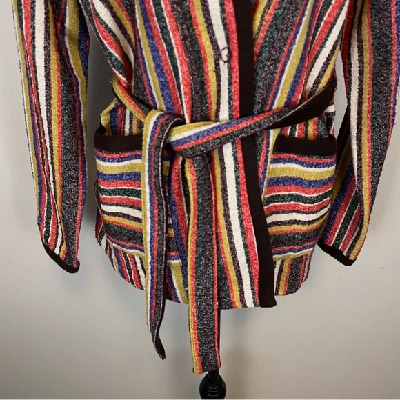 Anthro AKEMI + KIN Kimono S Arya Mansoura Colorful Stripe Boho Wrap Maximalist - Picture 4 of 11